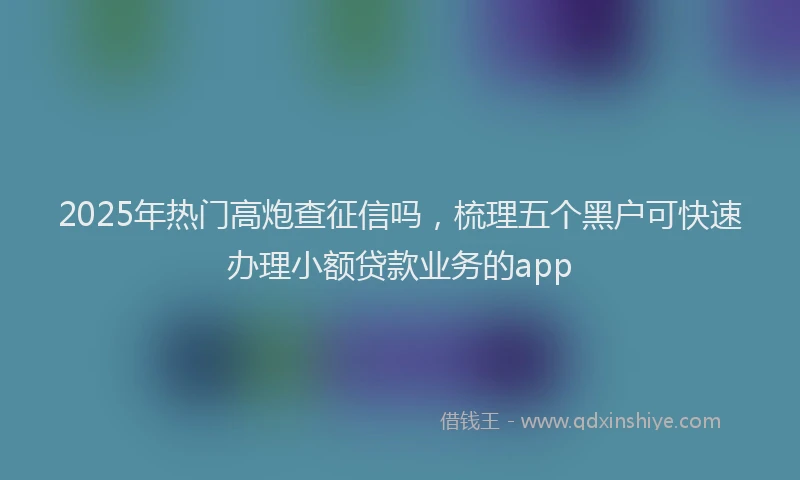 2025年热门高炮查征信吗，梳理五个黑户可快速办理小额贷款业务的app