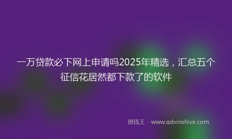 一万贷款必下网上申请吗2025年精选，汇总五个征信花居然都下款了的软件