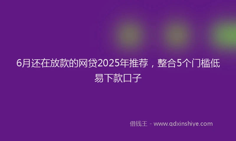 6月还在放款的网贷2025年推荐，整合5个门槛低易下款口子
