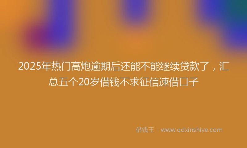 2025年热门高炮逾期后还能不能继续贷款了，汇总五个20岁借钱不求征信速借口子