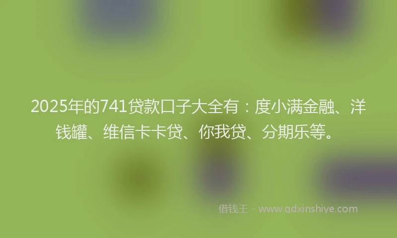 2025年的741贷款口子大全有：度小满金融、洋钱罐、维信卡卡贷、你我贷、分期乐等。