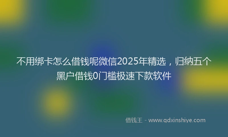 不用绑卡怎么借钱呢微信2025年精选，归纳五个黑户借钱0门槛极速下款软件
