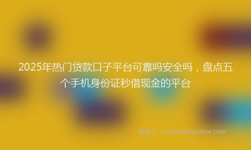 2025年热门贷款口子平台可靠吗安全吗，盘点五个手机身份证秒借现金的平台