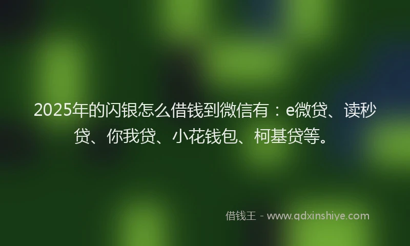 2025年的闪银怎么借钱到微信有：e微贷、读秒贷、你我贷、小花钱包、柯基贷等。