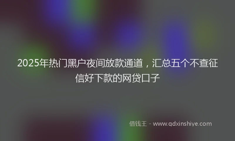 2025年热门黑户夜间放款通道，汇总五个不查征信好下款的网贷口子