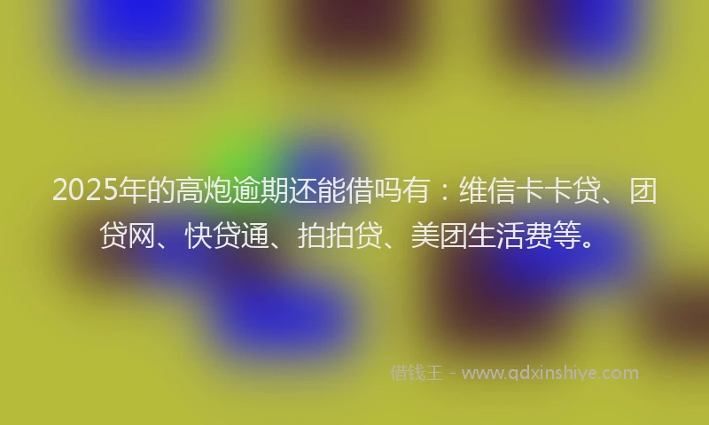 2025年的高炮逾期还能借吗有：维信卡卡贷、团贷网、快贷通、拍拍贷、美团生活费等。