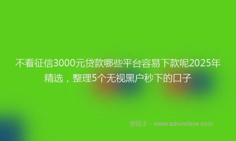 不看征信3000元贷款哪些平台容易下款呢2025年精选，整理5个无视黑户秒下的口子