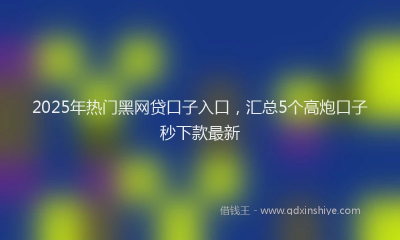 2025年热门黑网贷口子入口，汇总5个高炮口子秒下款最新