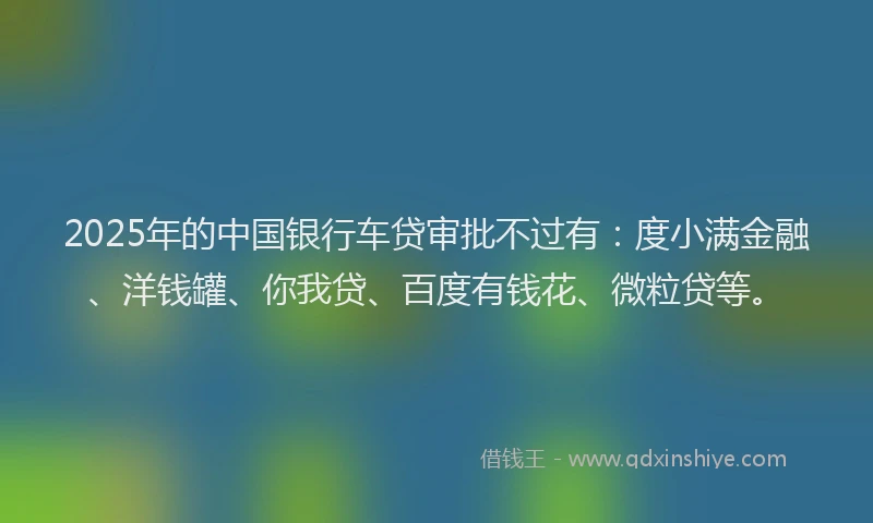 2025年的中国银行车贷审批不过有：度小满金融、洋钱罐、你我贷、百度有钱花、微粒贷等。