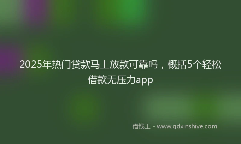 2025年热门贷款马上放款可靠吗，概括5个轻松借款无压力app