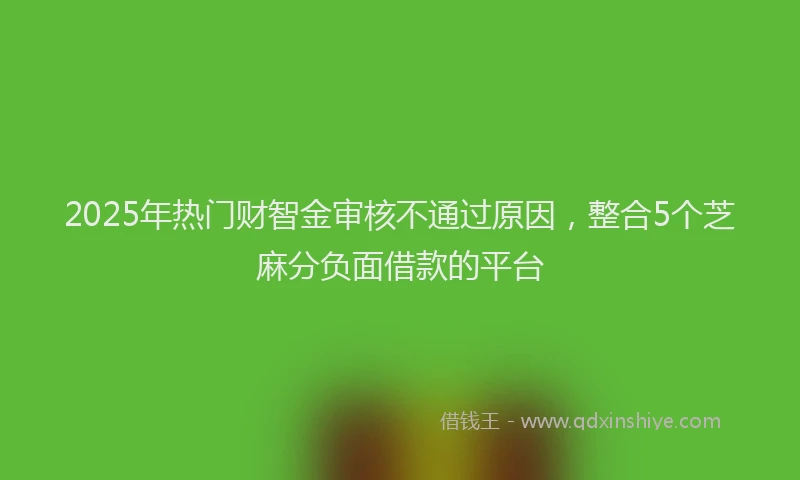 2025年热门财智金审核不通过原因，整合5个芝麻分负面借款的平台