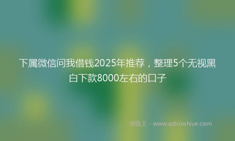 下属微信问我借钱2025年推荐，整理5个无视黑白下款8000左右的口子