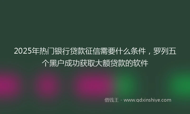 2025年热门银行贷款征信需要什么条件，罗列五个黑户成功获取大额贷款的软件