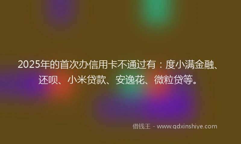 2025年的首次办信用卡不通过有：度小满金融、还呗、小米贷款、安逸花、微粒贷等。