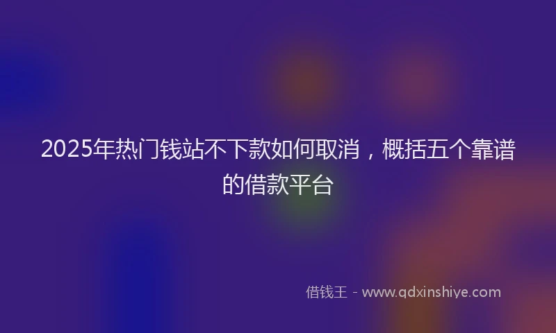 2025年热门钱站不下款如何取消，概括五个靠谱的借款平台