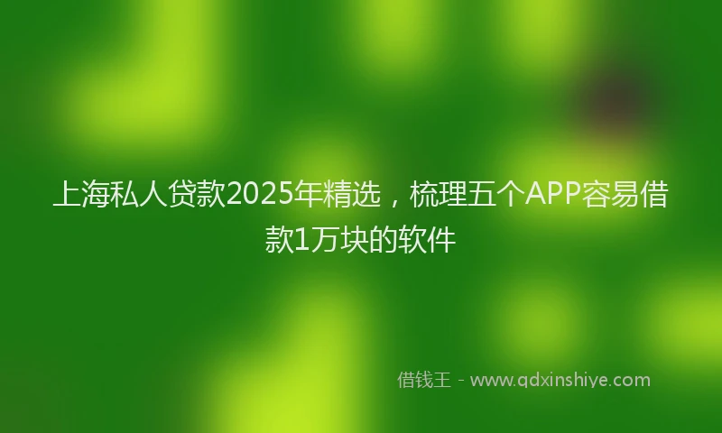 上海私人贷款2025年精选，梳理五个APP容易借款1万块的软件