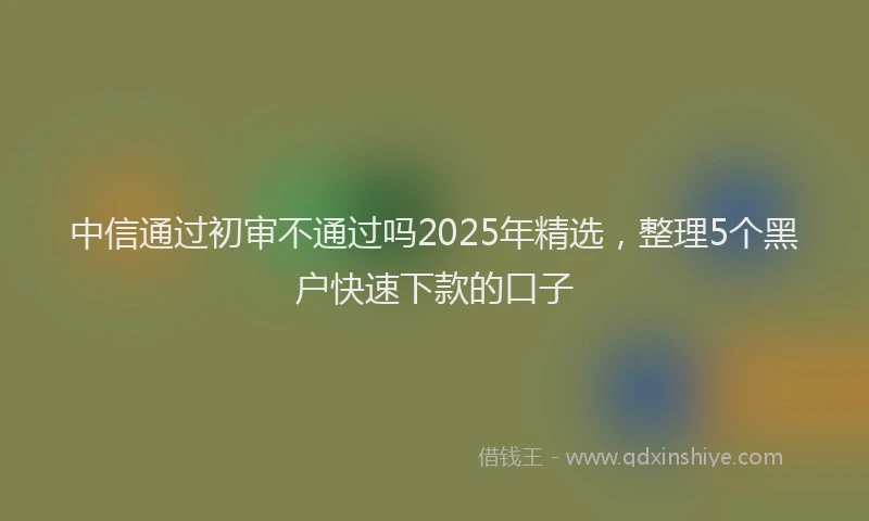 中信通过初审不通过吗2025年精选，整理5个黑户快速下款的口子