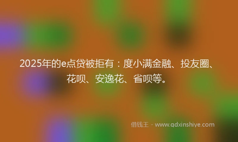 2025年的e点贷被拒有：度小满金融、投友圈、花呗、安逸花、省呗等。