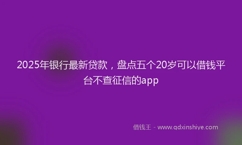 2025年银行最新贷款，盘点五个20岁可以借钱平台不查征信的app