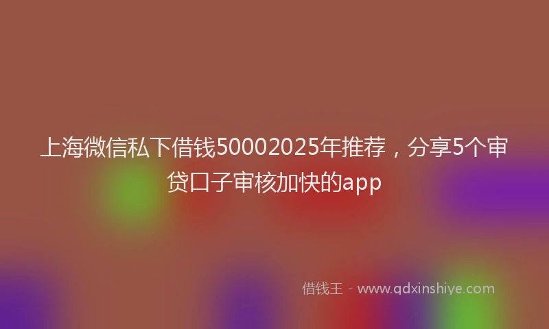 上海微信私下借钱50002025年推荐，分享5个审贷口子审核加快的app