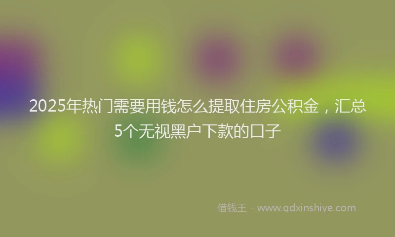 2025年热门需要用钱怎么提取住房公积金，汇总5个无视黑户下款的口子