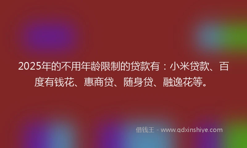 2025年的不用年龄限制的贷款有：小米贷款、百度有钱花、惠商贷、随身贷、融逸花等。