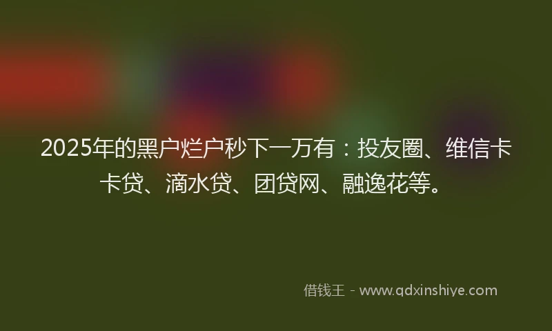 2025年的黑户烂户秒下一万有：投友圈、维信卡卡贷、滴水贷、团贷网、融逸花等。