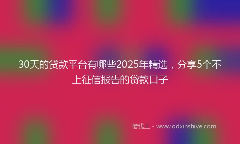 30天的贷款平台有哪些2025年精选，分享5个不上征信报告的贷款口子
