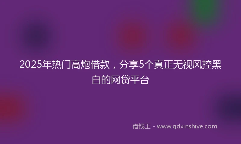 2025年热门高炮借款，分享5个真正无视风控黑白的网贷平台