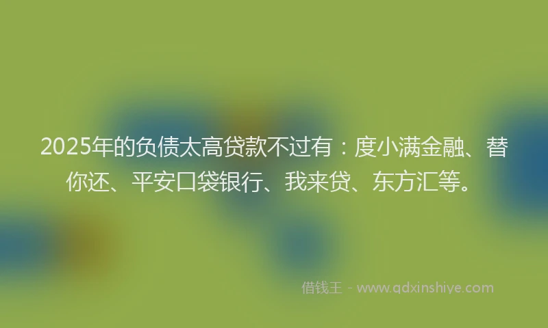 2025年的负债太高贷款不过有：度小满金融、替你还、平安口袋银行、我来贷、东方汇等。