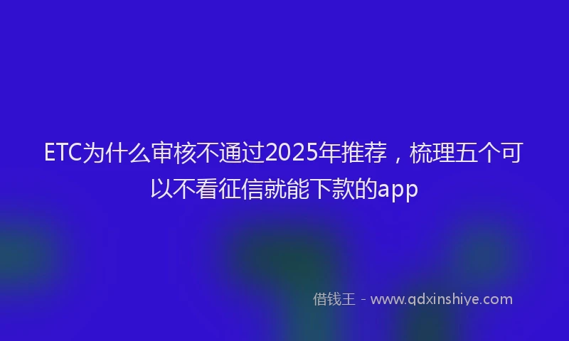 ETC为什么审核不通过2025年推荐，梳理五个可以不看征信就能下款的app
