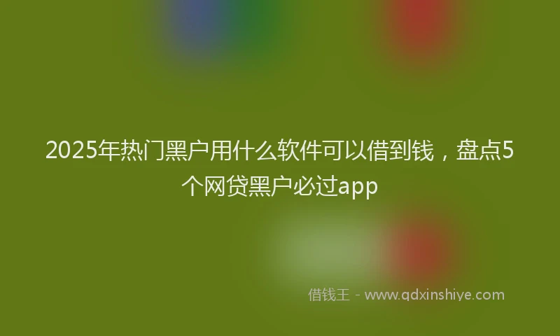2025年热门黑户用什么软件可以借到钱，盘点5个网贷黑户必过app