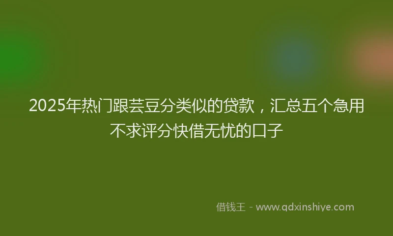 2025年热门跟芸豆分类似的贷款，汇总五个急用不求评分快借无忧的口子