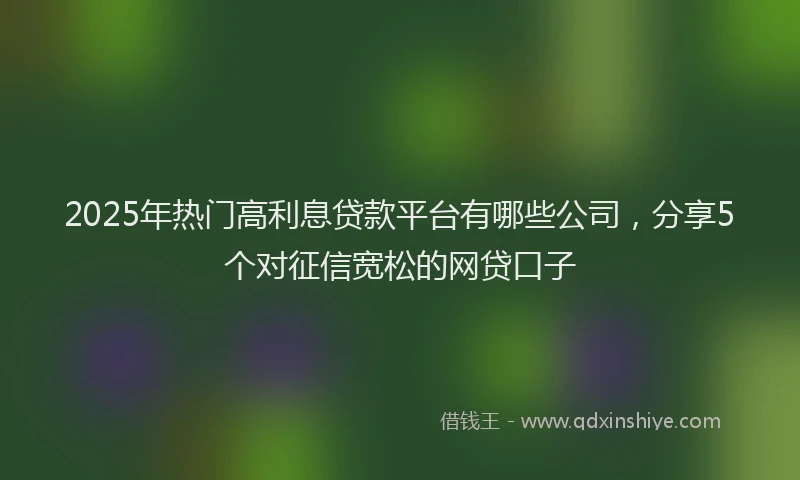 2025年热门高利息贷款平台有哪些公司，分享5个对征信宽松的网贷口子