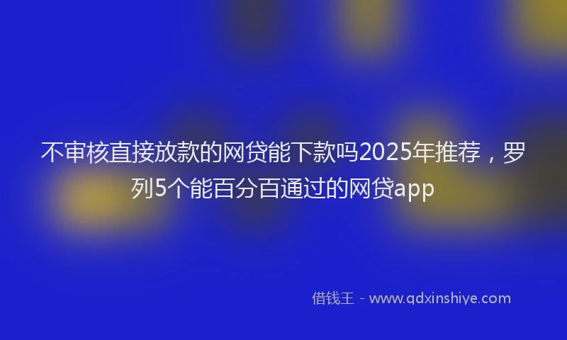 不审核直接放款的网贷能下款吗2025年推荐，罗列5个能百分百通过的网贷app