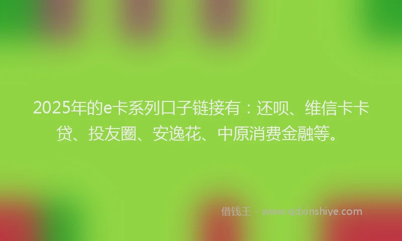 2025年的e卡系列口子链接有：还呗、维信卡卡贷、投友圈、安逸花、中原消费金融等。