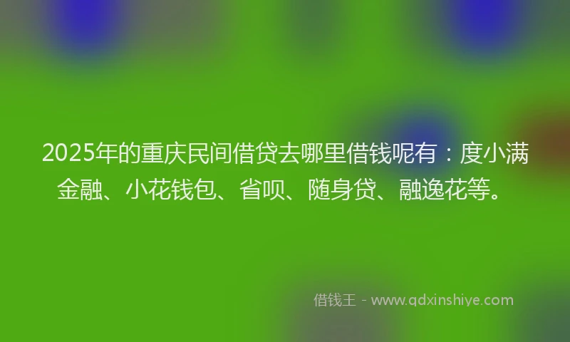 2025年的重庆民间借贷去哪里借钱呢有：度小满金融、小花钱包、省呗、随身贷、融逸花等。