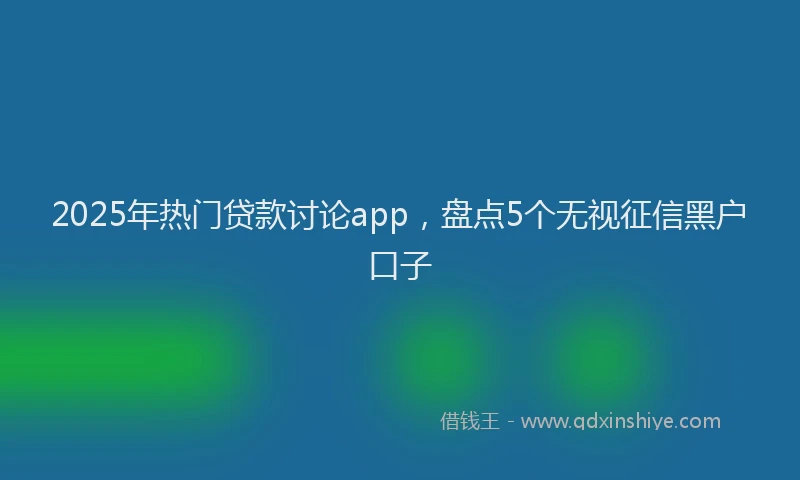 2025年热门贷款讨论app，盘点5个无视征信黑户口子