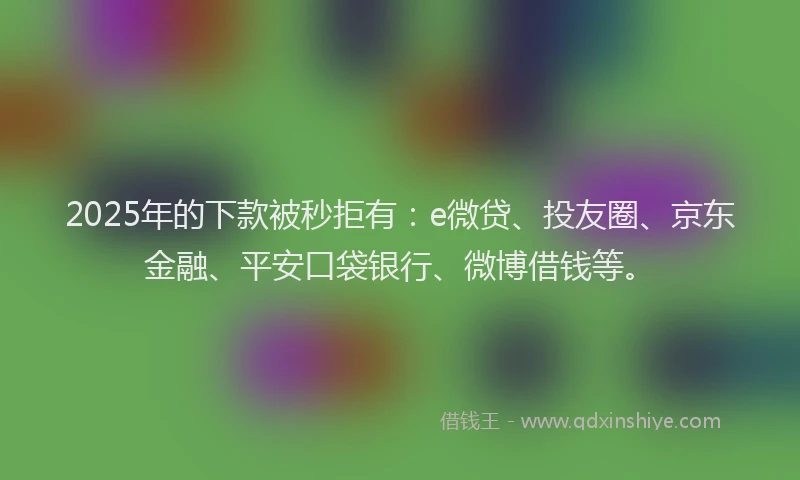 2025年的下款被秒拒有：e微贷、投友圈、京东金融、平安口袋银行、微博借钱等。
