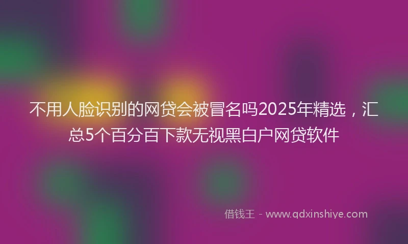 不用人脸识别的网贷会被冒名吗2025年精选，汇总5个百分百下款无视黑白户网贷软件