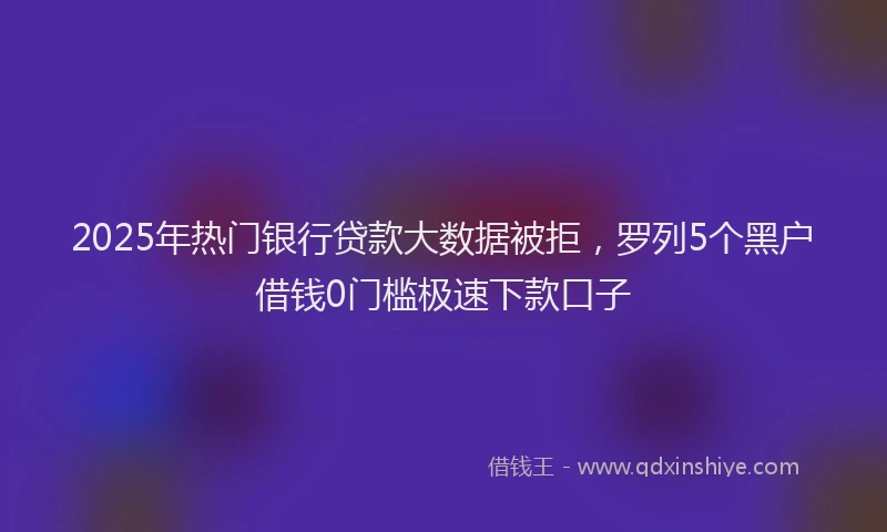 2025年热门银行贷款大数据被拒，罗列5个黑户借钱0门槛极速下款口子