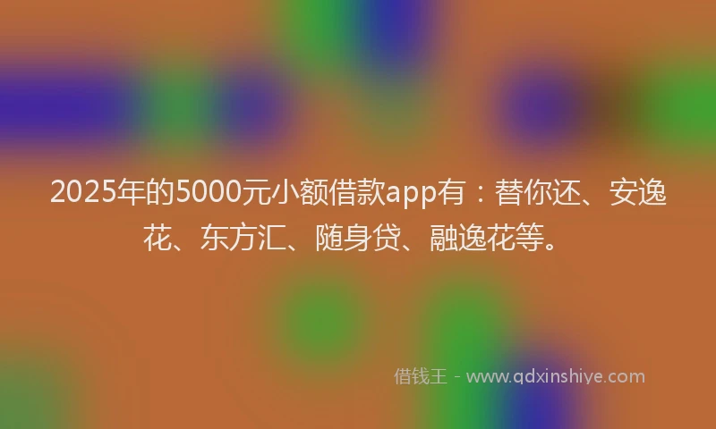 2025年的5000元小额借款app有：替你还、安逸花、东方汇、随身贷、融逸花等。