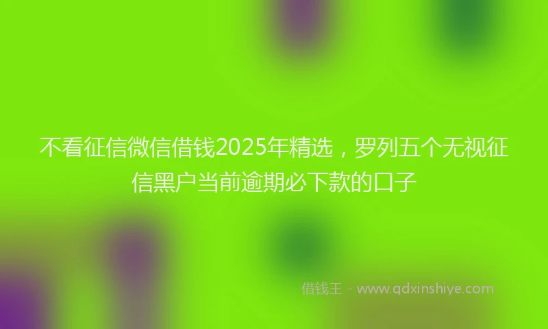不看征信微信借钱2025年精选，罗列五个无视征信黑户当前逾期必下款的口子
