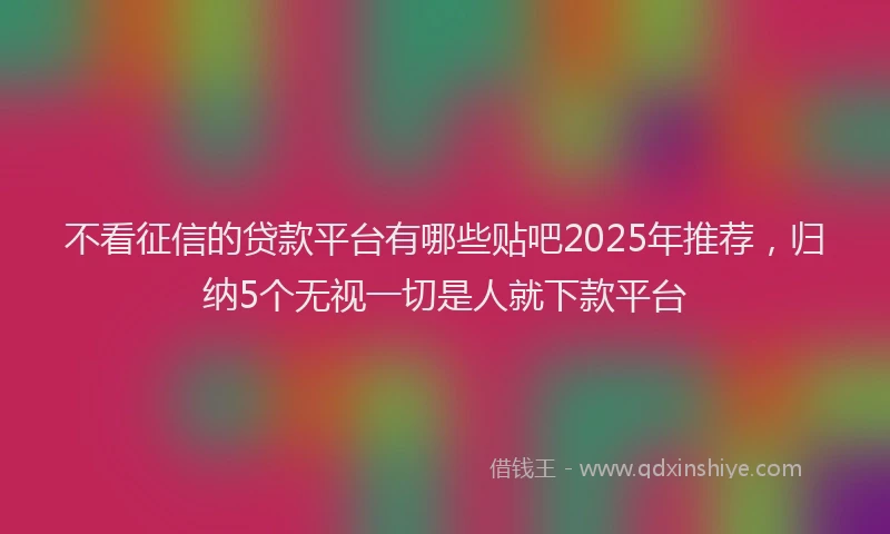 不看征信的贷款平台有哪些贴吧2025年推荐，归纳5个无视一切是人就下款平台
