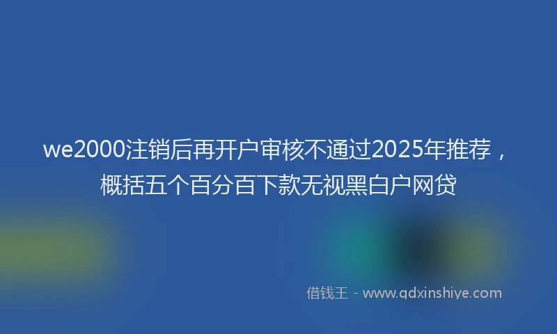 we2000注销后再开户审核不通过2025年推荐，概括五个百分百下款无视黑白户网贷