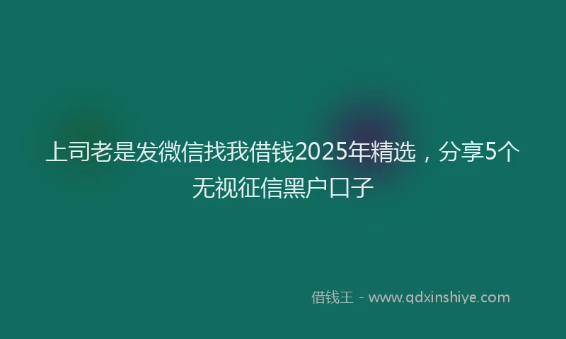 上司老是发微信找我借钱2025年精选，分享5个无视征信黑户口子