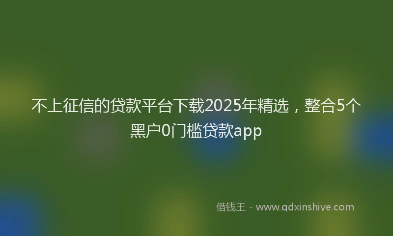 不上征信的贷款平台下载2025年精选，整合5个黑户0门槛贷款app