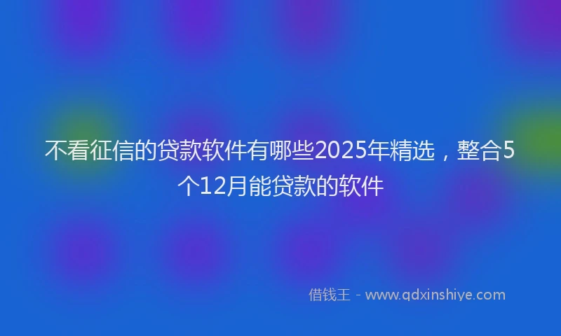 不看征信的贷款软件有哪些2025年精选，整合5个12月能贷款的软件