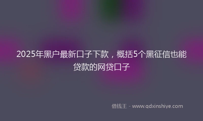 2025年黑户最新口子下款，概括5个黑征信也能贷款的网贷口子