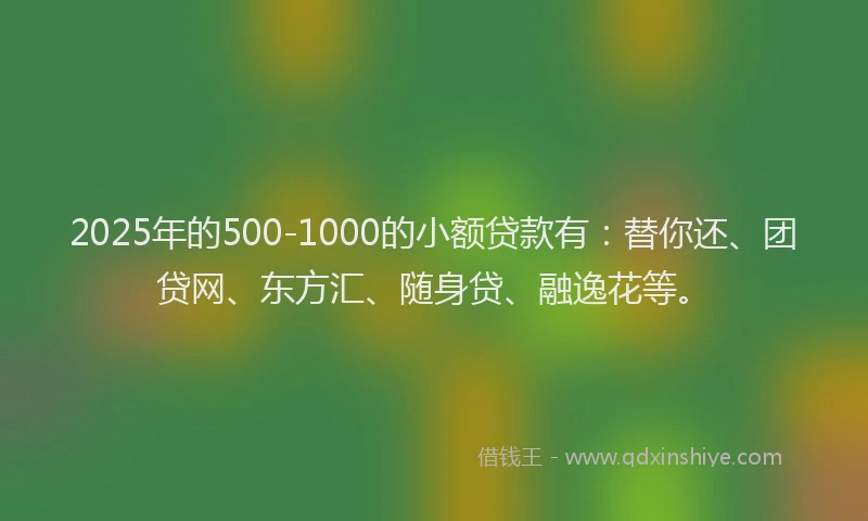 2025年的500-1000的小额贷款有：替你还、团贷网、东方汇、随身贷、融逸花等。